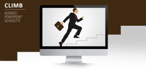 Businessman Climbing Steps Silhouette For PowerPoint