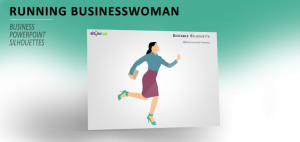 Businesswoman Running Silhouette for PowerPoint