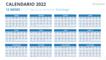 Calendario 2022 para PowerPoint - 12 Meses (1 Año)