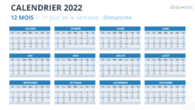 Calendrier 2022 PowerPoint - 12 Mois (Année)
