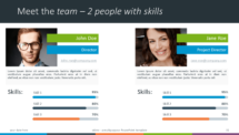 Free PowerPoint template - Meet the Team - 2 people and Skills charts
