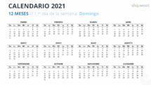 Calendario 2021 PowerPoint - 12 Meses (empieza con Domingo) - Opción 2
