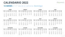Calendario 2022 para PowerPoint - 12 Meses (1 Año)
