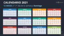 Calendario 2021 PowerPoint - 12 Meses (empieza con Domingo) - Opción 4