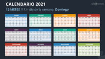 Calendario 2021 PowerPoint - 12 Meses (empieza con Domingo) - Opción 4