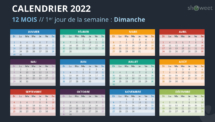 Calendrier 2022 PowerPoint - 12 Mois (Année)