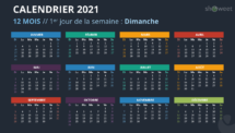 Calendrier 2021 pour PowerPoint - 12 Mois (commence le Dimanche) - Option 5