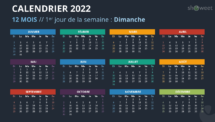 Calendrier 2022 PowerPoint - 12 Mois (Année)