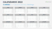 Calendario 2022 para PowerPoint - 12 Meses (1 Año)