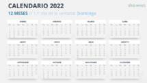 Calendario 2022 para PowerPoint - 12 Meses (1 Año)