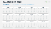 Calendrier 2022 PowerPoint - 12 Mois (Année)