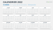 Calendrier 2022 PowerPoint - 12 Mois (Année)