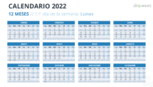 Calendario 2022 para PowerPoint - 12 Meses (1 Año)
