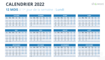 Calendrier 2022 PowerPoint - 12 Mois (Année)