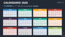 Calendario 2020 para PowerPoint - 12 Meses