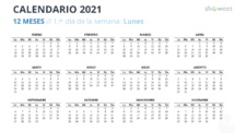 Calendario 2021 PowerPoint - 12 Meses - Opción 2