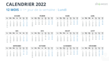 Calendrier 2022 PowerPoint - 12 Mois (Année)