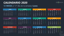 Calendario 2020 para PowerPoint - 12 Meses