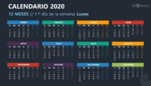 Calendario 2020 para PowerPoint - 12 Meses