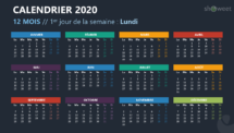 Calendrier 2020 pour PowerPoint - 12 Mois