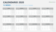 Calendario 2020 para PowerPoint - 12 Meses