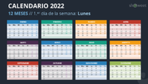 Calendario 2022 para PowerPoint - 12 Meses (1 Año)