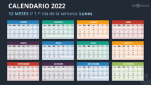 Calendario 2022 para PowerPoint - 12 Meses (1 Año)