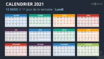 Calendrier 2021 pour PowerPoint - 12 Mois - Option 4