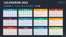 Calendrier 2022 PowerPoint - 12 Mois (Année)