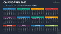 Calendario 2022 para PowerPoint - 12 Meses (1 Año)