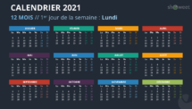 Calendrier 2021 pour PowerPoint - 12 Mois - Option 5