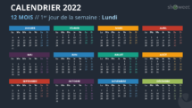 Calendrier 2022 PowerPoint - 12 Mois (Année)