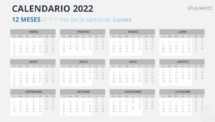 Calendario 2022 para PowerPoint - 12 Meses (1 Año)