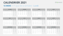 Calendrier 2021 pour PowerPoint - 12 Mois - Option 6