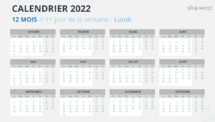 Calendrier 2022 PowerPoint - 12 Mois (Année)