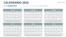 Calendario 2022 para PowerPoint - 6 Meses (Semestre)