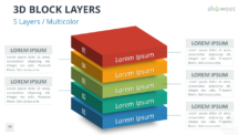 3D Block Layers for PowerPoint - 5 Layers (Multicolor)