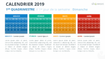 Calendrier 2019 PowerPoint - 1er Quadrimestre - 1er jour Semaine Dimanche