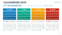 Calendrier 2019 PowerPoint - 3eme Quadrimestre - 1er jour Semaine Dimanche