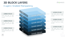 3D Block Layers for PowerPoint - 6 Layers - Gradient Transparency