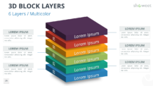 3D Block Layers for PowerPoint - 6 Layers (Multicolor)