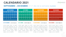 Calendario 2021 PowerPoint - 4 Meses - Septiembre-Diciembre 2021