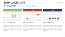 Calendar 2019 PowerPoint Template - 2nd Trimester - Week Starts Sunday