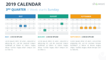 Calendar 2019 PowerPoint Template - 3rd Trimester - Week Starts Sunday