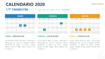 Calendario 2020 para PowerPoint - 1er Trimestre