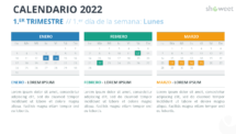 Calendario 2022 para PowerPoint - 3 Meses (Trimestre)