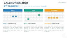 Calendrier 2020 pour PowerPoint - 3eme Trimestre
