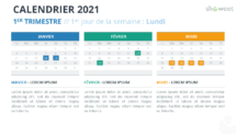 Calendrier 2021 pour PowerPoint - 1er Trimestre 2021