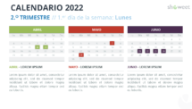 Calendario 2022 para PowerPoint - 3 Meses (Trimestre)