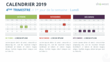 Calendrier 2019 PowerPoint - 4eme Trimestre